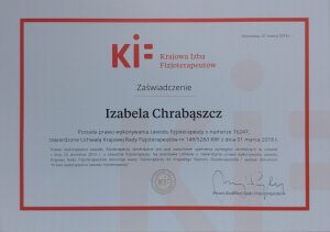 fizjoterapia częstochowa PWZFz 300x211 - Certyfikaty